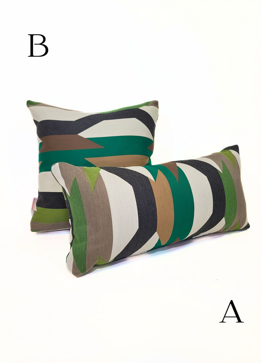 Premium Sunbrella "Crescendo Emerald" Indoor/Outdoor Toss Pillow Cover