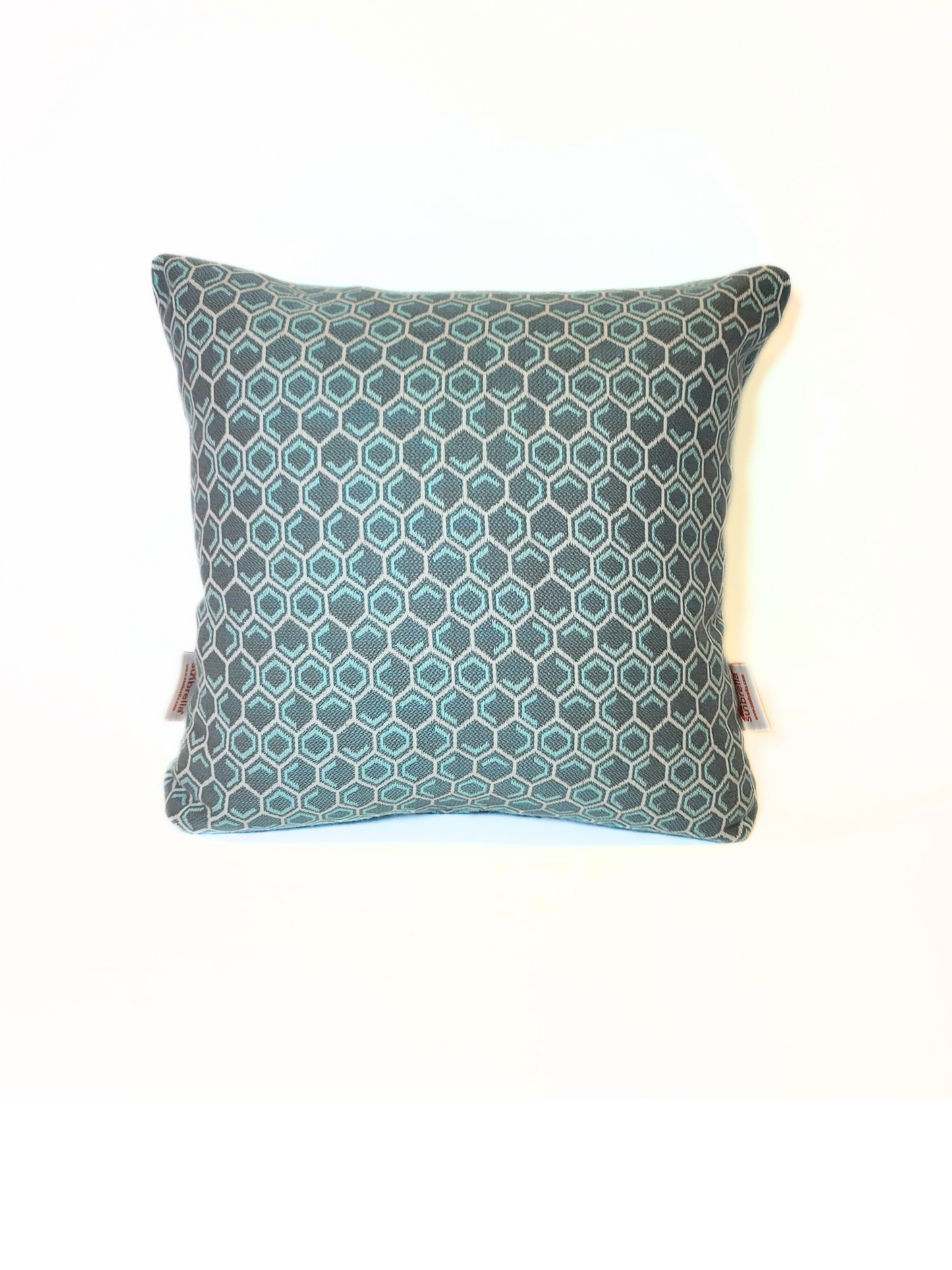 Premium Sunbrella Reversible "Hex Aqua/Meridien Aqua" Indoor/Outdoor Toss Pillow Cover