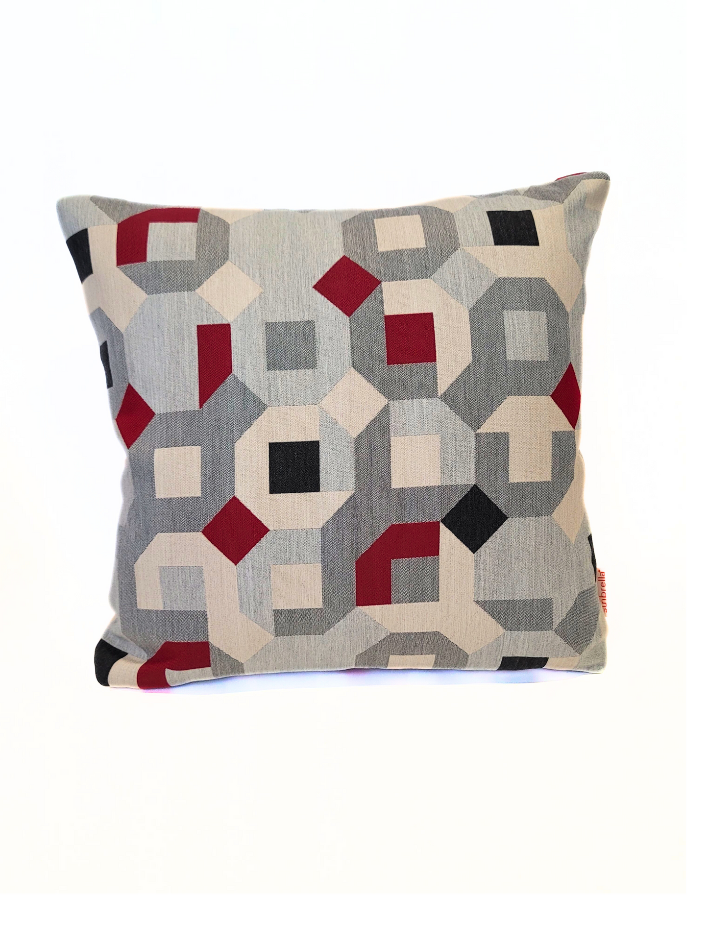 Premium Sunbrella "Puzzle Red" Toss Pillow Cover