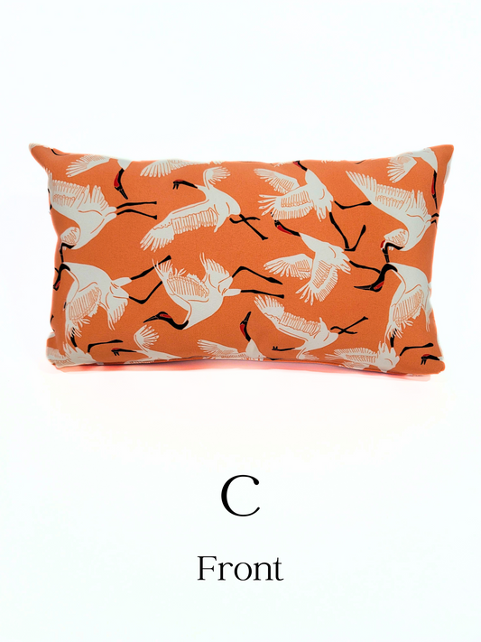 Funky Crane backed with Sunbrella 'White Canvas' Indoor/Outdoor Toss Pillow Cover