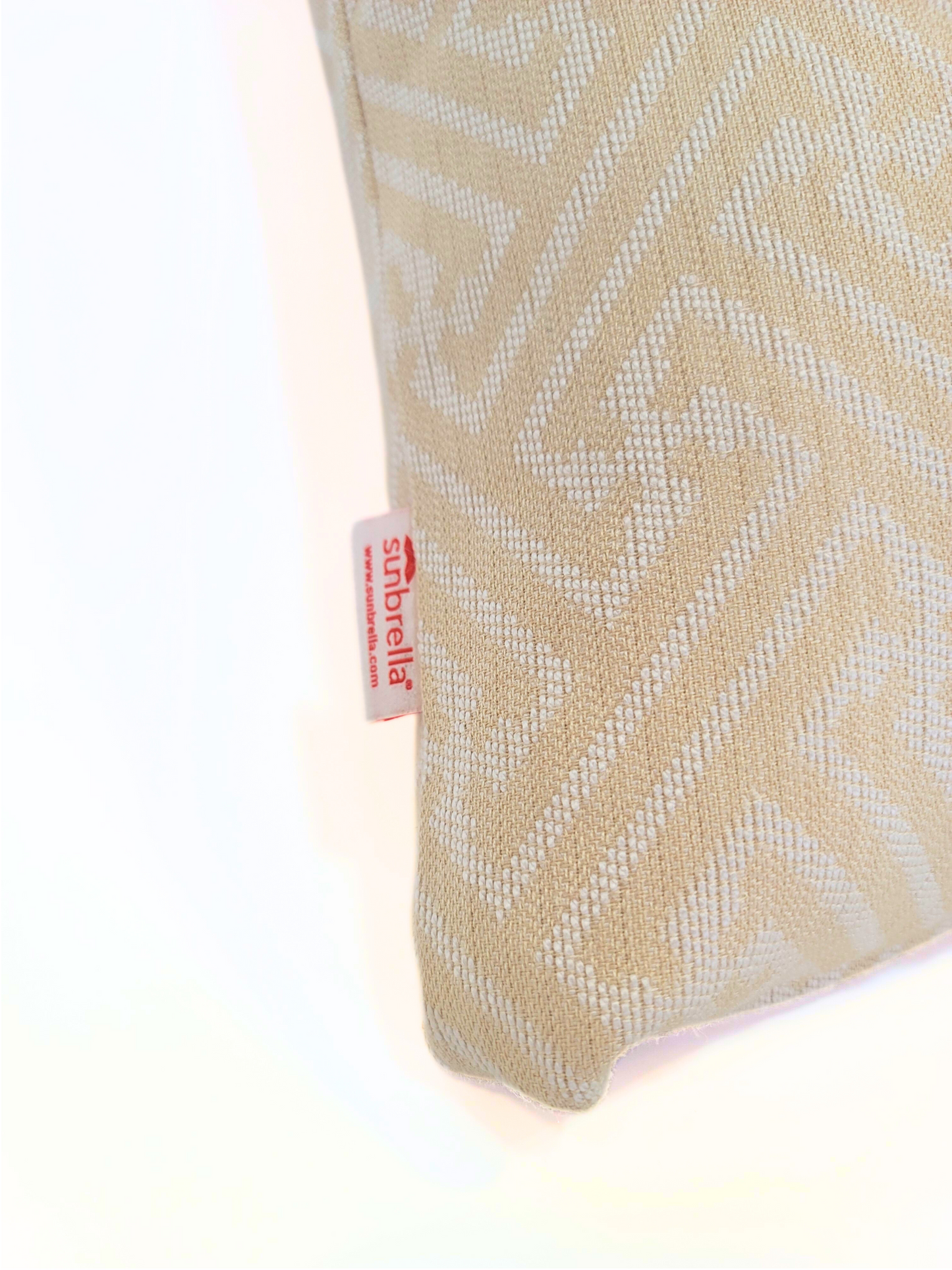 Premium Sunbrella "Meander Ivory" Indoor/Outdoor Toss Pillow Cover